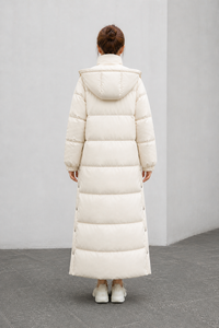 OEM Custom Logo Winter Long <b>Line</b> Puffer Style Jacket Women Hooded Down <b>Coat</b> Waterproof Windproof Thermal Outerwear - Product Image 4