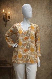 Top-Demanded Long Women's Cotton Rayon Kurti Trendy Floral Printed for <b>Work</b> or Parties Worldwide Supply Available - Product Image 6