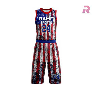 Uniformes de Baloncesto RAMF SPORTS, Nuevo Estilo, Diseño Personalizado, Transpirables, que Absorben la Humedad, de Secado Rápido, Tallas Grandes, 100% Poliéster - Product Image 1