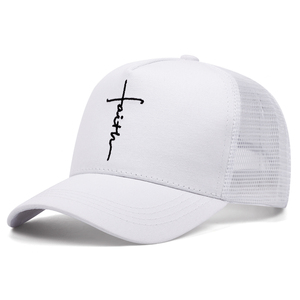 หมวกแก๊ปตาข่ายปักลายกางเขน Unisex Faith Cross สำหรับคริสเตียน หมวกเบสบอลปรับขนาดได้ ป้องกันแสงแดด สไตล์สปอร์ต สตรีทแฟชั่น - Product Image 1