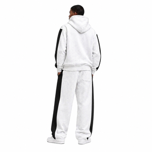 Ensembles de sweats à capuche personnalisés à blocs de couleur pour hommes, en molleton de coton épais, coupe décontractée, style streetwear, vente en gros - Product Image 3
