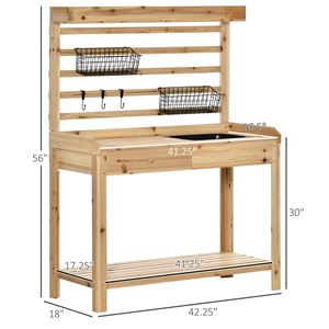 Tavolo da Lavoro per Giardinaggio con Setaccio in Metallo, Ganci e Lavello, Stile Naturale - Product Image 3