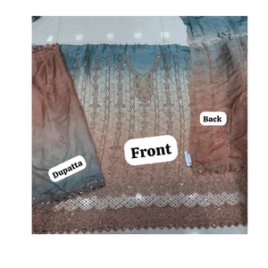 ผ้าออร์แกนซ่านำเข้าคุณภาพพรีเมียม ประดับด้วยลูกปัดหลากหลายแบบ งานฝีมือประณีต ผ้าดีไซน์หรูหราสำหรับชุดแต่งงาน เสื้อผ้าสไตล์ชาติพันธุ์ - Product Image 1