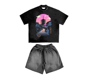 Ensemble été délavé à l'acide personnalisé, design unique, dernière création, 100% coton, ensemble 2 pièces, impression sérigraphique, manches courtes - Product Image 5