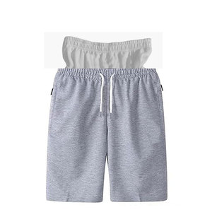 Shorts gris tricotés pour femmes, taille haute, décontractés, respirants, couleur unie, avec poches, coupe ajustée, imperméables, séchage rapide, écologiques - Product Image 1