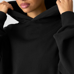 Haut à capuche oversize de haute qualité pour femme, à manches longues et épaules tombantes, séchage rapide, léger, tendance - Product Image 4