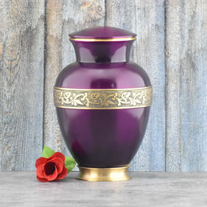 Sleek <b>Black</b> Metal Cremation Urn with <b>Polished</b> Gold Band - Minimalist Elegant Memorial Jar for Human Ashes with Enamel Finish - Product Image 5