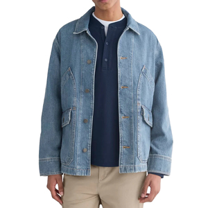 Chaqueta de mezclilla relajada tipo Barn, de algodón índigo de alto gramaje, para trabajo, utilitaria, marca privada, fabricante OEM personalizado - Product Image 3