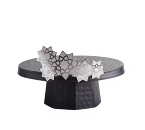 Support à gâteau rectangulaire moderne à 2 niveaux en acier inoxydable, plateau de présentation de pâtisserie et desserts en métal, support de service à buffet et traiteur à étages - Product Image 2