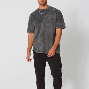 T-shirts délavés à l'acide pour hommes en gros – Hauts décontractés à manches courtes tendance 100 % coton respirant, écologiques, style classique, impression de logo - Product Image 3