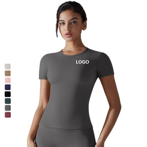Custom Logo Women Crew Neck Full Sleeve Compression Comfortable Lightweight Plus Size Solid Yoga T Shirt Fitness Crop <b>Tops</b> - Product Image 1