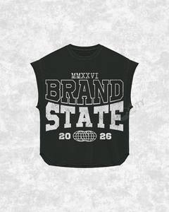 Camiseta sin mangas para hombre BRAND, negra, con cuello redondo, de algodón, con diseño de letras impresas, estilo casual, con logo frontal - Product Image 4