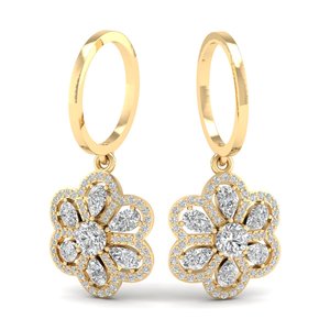 REYES Floral Design 925 Sterling <b>Silver</b> Moissanite <b>Dangle</b> Hoop <b>Earrings</b> Sparkle 14K White Gold Special Occasion Wear Jewelry - Product Image 5