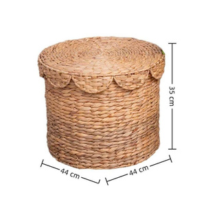 <b>Large</b> Water Hyacinth <b>Storage</b> <b>Basket</b> with Scalloped Lid - Product Image 3