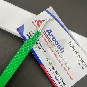 Haute Qualité Durable En Acier Inoxydable J-Curve Type Diamant Grip Pince À Épiler Couleur Verte Outil D'extension De Cils En Gros - Product Image 3