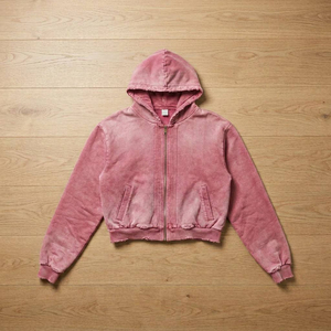 Custom Vintage Acid Wash Hoodie Zipper Oversized Heavyweight Blank Full Zip Hoodie for Men Wholesale - Product Image 2