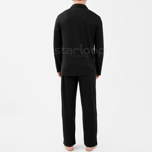 Conjunto de pijama premium para hombre, de algodón suave, de manga larga, para dormir en casa. - Product Image 2