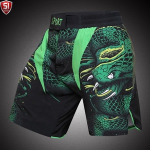 Pantalones Cortos de Boxeo para Hombre con Estampado de Dragón, Sublimados, de Secado Rápido, Deportivos, Cintura Elástica, Corte Medio, Verde y Negro, Poliéster, Cordón Ajustable - Product Image 3