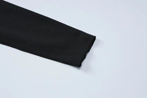 Haut noir à manches longues pour femme avec ceinture léopard, pantalon taille haute à jambes larges, longueur intégrale, respirant, en tricot, spandex, polyester - Product Image 4