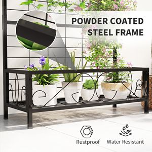 Supporto per Piante Alto in Metallo Nero con Traliccio e Barra Appendibile 91,44 cm x 32,56 cm x 187,96 cm, Porta Piante da Interno ed Esterno con Recinzione e Cancelli - Product Image 5