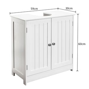 Mobile Bagno Doppio Lavabo Stile Rustico Bianco in Legno Massello con Struttura in PVC, Specchio LED e Accessori Contenitori - Product Image 2
