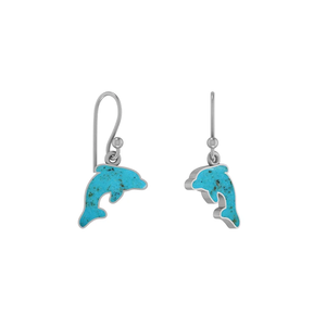 ต่างหูเงินแท้ 925 ชุบเงิน ดีไซน์รูปปลาโลมาสีฟ้าคราม ขนาด 20 มม. ประดับแบบ Bezel Setting ทันสมัย คุณภาพพรีเมียม - Product Image 1