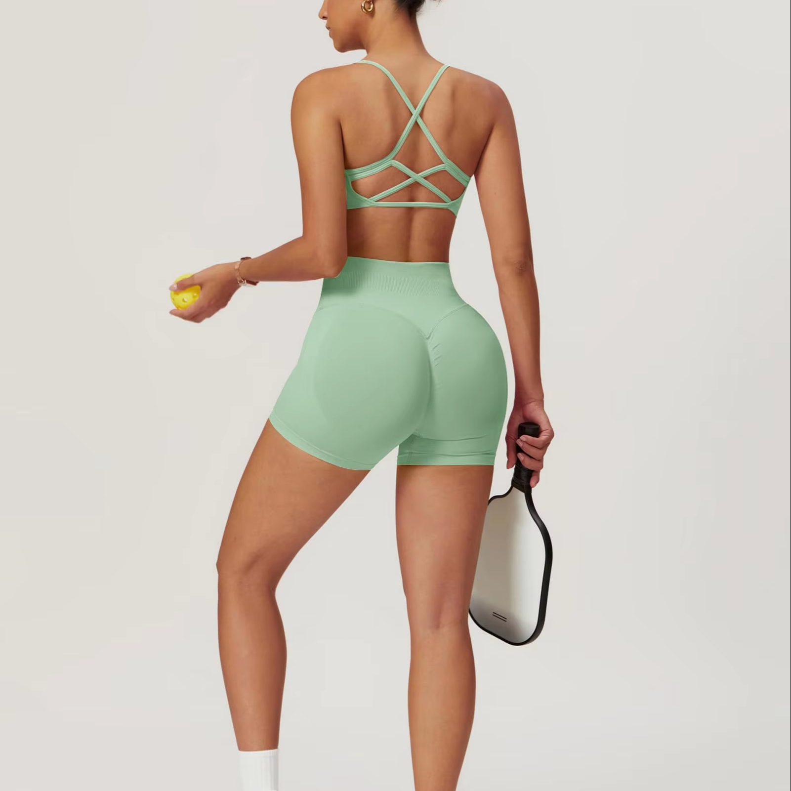 Cross High Waist Solid Front Logo Breathable Backless Tight Fitting Sports Running Fitness Yoga Set Yoga Women