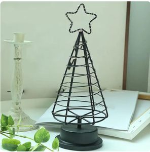 Black Metal Wire Christmas <b>Tree</b> Figurine with Star Top Lighted <b>Tabletop</b> Sculpture Modern Minimalist Holiday Decor - Product Image 4