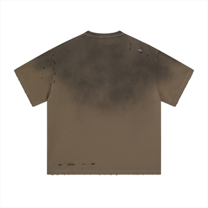 T-shirt formel pour homme personnalisé en coton 100% de haute qualité avec broderie vieillie et logo, style vintage délavé, vente en gros - Product Image 4
