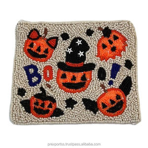 Pochette à perles visage effrayant, thème d'horreur, broderie artisanale, sac à fermeture éclair, pochette personnalisée, grande capacité, Halloween, Saint-Valentin - Product Image 4