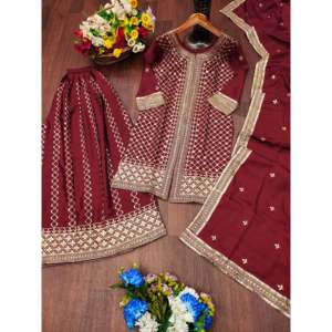 Designer Traditional Muslim Sharara Suit with Sequence Embroidery Work Elegant Embroidered Accessory - Product Image 2
