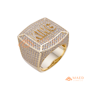 <b>Mens</b> Gold Tone Moissanite Diamond Square <b>Ring</b> Hip Hop Statement Jewelry Fashion <b>Ring</b> for <b>Men</b> Modern - Product Image 6