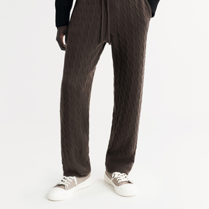 Men's <b>Wool</b> Knitted Straight Leg <b>Pants</b> With Drawstring Elastic Waist Winter Casual Trousers - Product Image 3