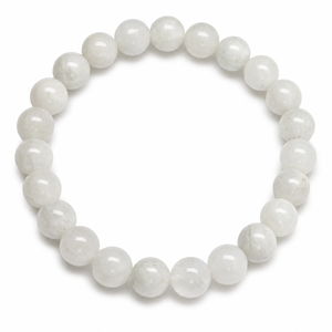 Bracelet extensible en pierre de lune naturelle 8 mm, perles de cristal, vente en gros - Product Image 1