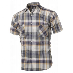 Chemise d'affaires décontractée pour hommes personnalisée de haute qualité à manches courtes OEM ODM étiquette de bande imprimée à rayures unies avec votre propre logo inclus - Product Image 2