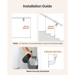 Corrimano per Scale in Alluminio Zincato Nero da 3,65 m, Montaggio a Parete, Diametro Tubo 3,2 cm, Dispositivo di Assistenza per Interni ed Esterni - Product Image 4