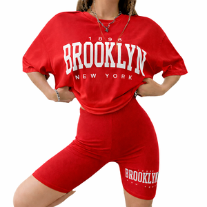 Ensemble t-shirt et short pour femme, coupe décontractée été, tissu doux et respirant, tenue décontractée deux pièces - Product Image 5