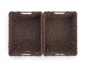 Handwoven Eco-Friendly Water Hyacinth XL Storage <b>Basket</b> <b>Rectangular</b> Wicker Organizer with Handle for Kitchen Bathroom Cabinets - Product Image 2