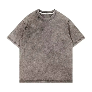 T-shirts personnalisés délavés à l'acide, coupe oversize à épaules tombantes, en coton à manches courtes pour l'été, tissu épais - Product Image 5