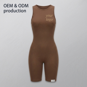 Mono deportivo sin mangas para mujer, cuello redondo, largo hasta la mitad de la musleta, ajuste deportivo, transpirable, de secado rápido, con compresión acanalada. - Product Image 3