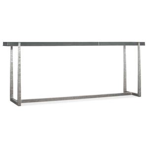 Extra Long Mirrored Convertible Console Table Hammered Silver Metal Finish Modern Industrial Entryway Hotel Furniture - Product Image 5