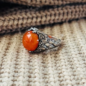 Carnelian <b>Ring</b> Boho Ethnic Brass <b>Finger</b> <b>Ring</b> Women Brass Ethnic <b>Ring</b> Oxidized Silver Finish - Product Image 4