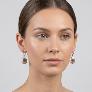 Natural Blue Topaz and Amethyst Floral <b>Dangle</b> <b>Earrings</b> <b>Gold</b> Plated Gemstone <b>Earrings</b> Statement Jewelry Elegant Gift For Women - Product Image 4