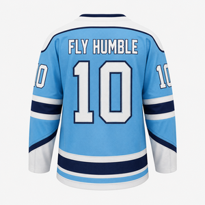 Camiseta de Hockey sobre Hielo Fly Humble para Hombre, Azul Claro, Cuello en V, Manga Larga, Logotipo Bordado, Transpirable, Poliéster, Nombre del Equipo Personalizado - Product Image 2