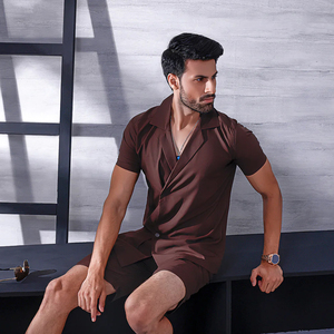 Trendy Men's Shorts Suit Summer Fashion Breathable Casual Loose Two-Piece Sports Leisure Short Sleeve Waffle Fabric Lounge Wear - Product Image 6