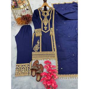 Top de fête pour femmes de créateur et ensemble Dupatta Plazzo élégant avec de beaux embellissements - Product Image 3