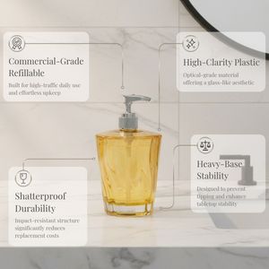 [Holar] Taiwan Made Premium Hotel Collection 400ml Shatterproof Clear Yellow Acrylic Plastic <b>Soap</b> Bottle with Pump - Product Image 3