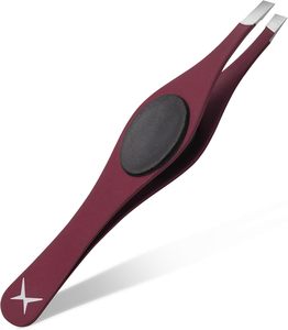 Juego de Pinzas para Cejas Curvas de Acero Inoxidable sin Costuras, Estuche de PU, Puntas Inclinadas, Pinzas de Precisión Duraderas, Pinzas Clásicas - Product Image 2
