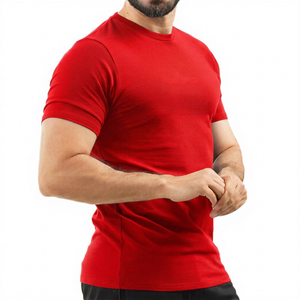 T-shirt à manches courtes pour homme, coupe ajustée, séchage rapide, couleur unie, col rond, jersey, vêtements décontractés, bleu - Product Image 2