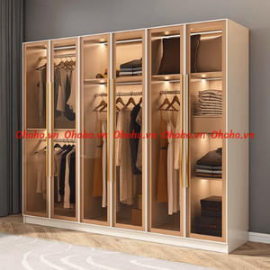 High Quality Ohaha glass-door <b>wardrobe</b> with built-in LED lights - TCK004 - Product Image 6